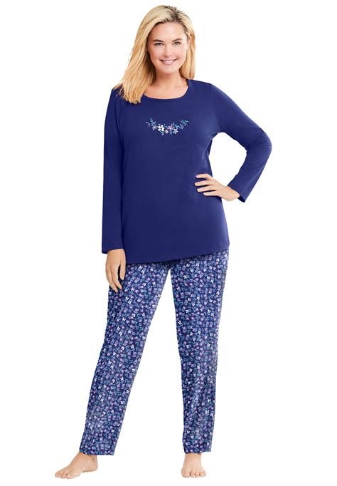Casual Nights Women's Long Sleeve Floral Pajama Set. . Walmart pajamas ladies